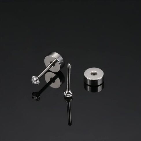 Milacolato 5Pairs G23 Titanium Earrings for Women Men Hypoallergenic Titanium Stud Earrings for Sensitive Ears Clear Cubic Zirconia Earrings Studs 20G Flat Back Piercing Sleeper Cartilage Stud Earrings Set in Saudi Arabia
