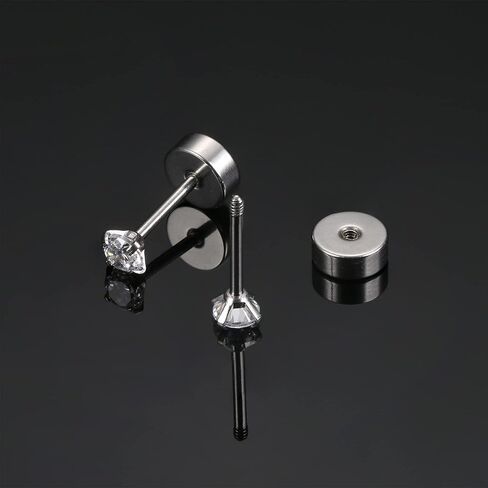 Milacolato 5Pairs G23 Titanium Earrings for Women Men Hypoallergenic Titanium Stud Earrings for Sensitive Ears Clear Cubic Zirconia Earrings Studs 20G Flat Back Piercing Sleeper Cartilage Stud Earrings Set in Saudi Arabia