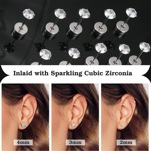 Milacolato 5 أزواج G23 أقراط التيتانيوم للنساء والرجال هيبوالرجينيك التيتانيوم أقراط للآذان الحساسة واضح مكعب زركونيا أقراط الأزرار 20G شقة الظهر ثقب النائم الغضروف أقراط مجموعة in Kuwait