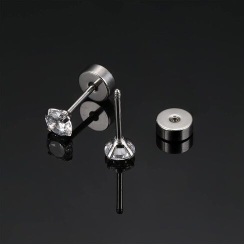 Milacolato 5 أزواج G23 أقراط التيتانيوم للنساء والرجال هيبوالرجينيك التيتانيوم أقراط للآذان الحساسة واضح مكعب زركونيا أقراط الأزرار 20G شقة الظهر ثقب النائم الغضروف أقراط مجموعة in Kuwait