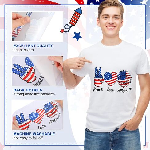 36 Sheets Independence Day Iron on Transfers 4th of July Patches Vinyl Iron on Red White Blue Patch Embroidered Applique for T Shirt Jacket Pillow Covers Backpack Hoodies DIY Decorations in Saudi Arabia