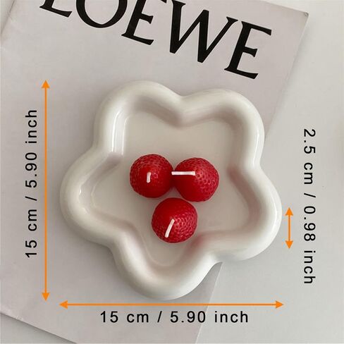 Small Ring Holder Dish, Ceramic Jewelry Dish Tray, Flower Shape Jewelry Tray for Women, Room Decor Aesthetic Trinket Dish, Wedding Engagement Jewelry Plate Bowl for Earrings Keys Perfume Gift in Saudi Arabia