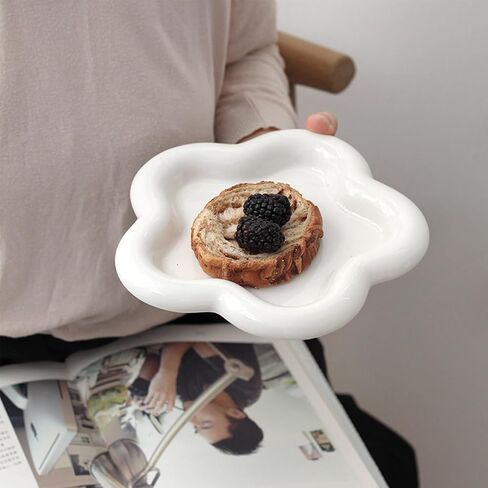 Small Ring Holder Dish, Ceramic Jewelry Dish Tray, Flower Shape Jewelry Tray for Women, Room Decor Aesthetic Trinket Dish, Wedding Engagement Jewelry Plate Bowl for Earrings Keys Perfume Gift in Saudi Arabia