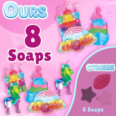 Bambibo Princess & Unicorn Soap Making Kit for Kids - MEGA Pack 52 Pcs | 4 Moulds, 8 Soaps, 3 Scents, 5 Colors, 2 Glitters | Make Your Own Soap Kit for Kids | DIY Kids Soap Making Kit | Kids Soap Kit in Saudi Arabia