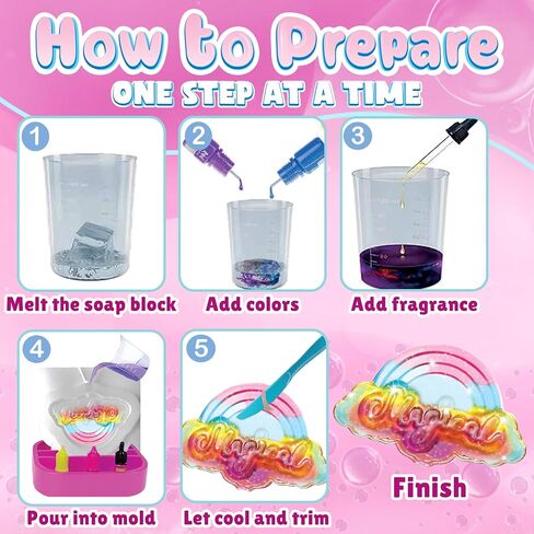 Bambibo Princess & Unicorn Soap Making Kit for Kids - MEGA Pack 52 Pcs | 4 Moulds, 8 Soaps, 3 Scents, 5 Colors, 2 Glitters | Make Your Own Soap Kit for Kids | DIY Kids Soap Making Kit | Kids Soap Kit in Saudi Arabia