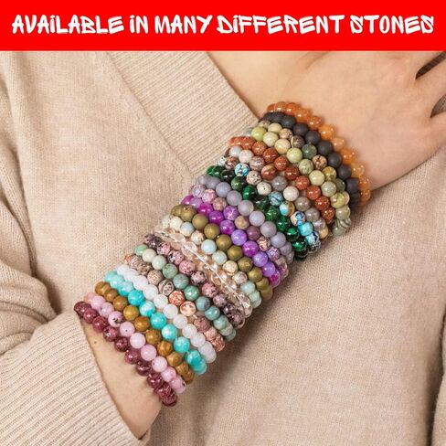 Handmade Beaded Bracelets, Natural Stone Crystal Yoga Stretch Elastic Energy Bracelet Gift For Men Women, 1 Count (8mm, Jade (Stone of Prosperity)) in Saudi Arabia