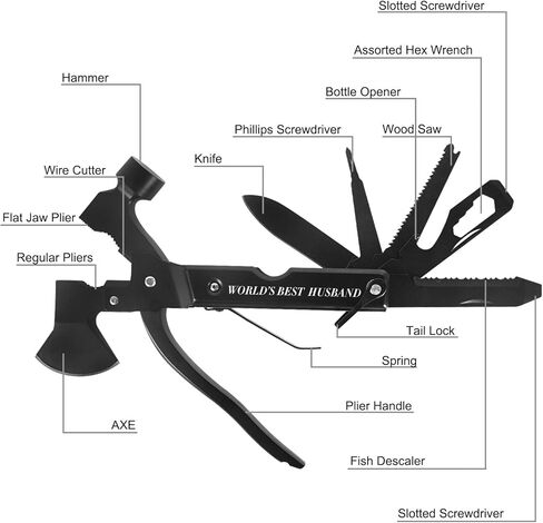 هدايا للأب من ابنته، أدوات النجاة الكل في واحد، ملحقات التخييم متعددة الأدوات، مطرقة الفأس، عيد ميلاد الأب، عيد الميلاد، عيد الشكر، أفكار هدايا للرجال الأب، ATH-402 in Kuwait
