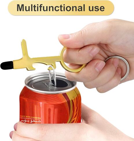 8Pcs No Touch Door Opener Tool with Stylus, Reusable Multifunctional Stylus Keychain,Button Pusher, Bottle Opener Tool, 4 Colors, Black, Gold, Silver, Rose Gold. in Kuwait