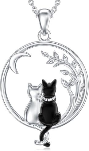 قلادة القطة من الفضة الإسترليني عيار 925 على شكل قطة وقلادة على شكل قطة مجوهرات على شكل حيوان هدايا لمحبي القطط in Kuwait