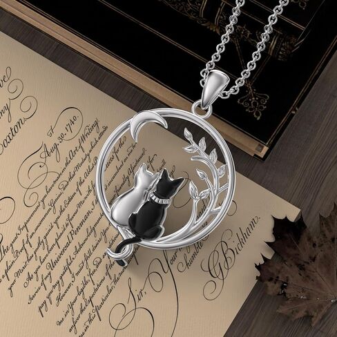 قلادة القطة من الفضة الإسترليني عيار 925 على شكل قطة وقلادة على شكل قطة مجوهرات على شكل حيوان هدايا لمحبي القطط in Kuwait