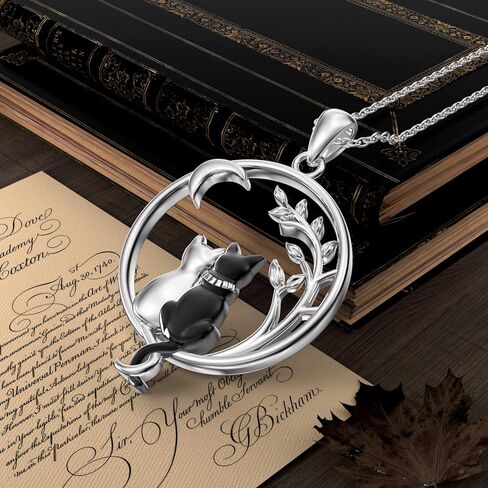 قلادة القطة من الفضة الإسترليني عيار 925 على شكل قطة وقلادة على شكل قطة مجوهرات على شكل حيوان هدايا لمحبي القطط in Kuwait