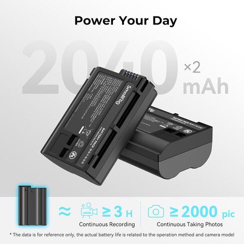SmallRig EL-EL15C Camera Battery Charger Set for Nikon Zf / Z8 / Z7 / Z6, Double Slot EN-EL15C Battery Charger for Z7 II, Z6 II, Z5, D850, D810, D810A, D780, D750, D610, D500, D7500-3820 in Saudi Arabia