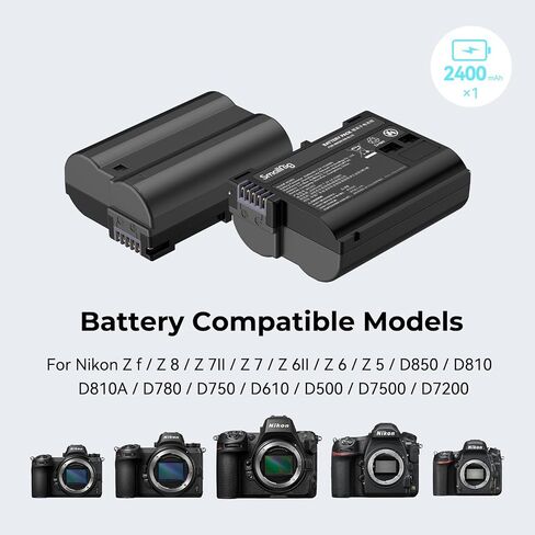 SmallRig EL-EL15C Camera Battery Charger Set for Nikon Zf / Z8 / Z7 / Z6, Double Slot EN-EL15C Battery Charger for Z7 II, Z6 II, Z5, D850, D810, D810A, D780, D750, D610, D500, D7500-3820 in Saudi Arabia