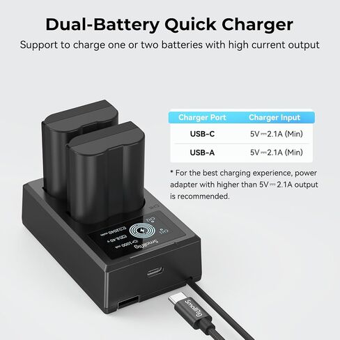 SmallRig EL-EL15C Camera Battery Charger Set for Nikon Zf / Z8 / Z7 / Z6, Double Slot EN-EL15C Battery Charger for Z7 II, Z6 II, Z5, D850, D810, D810A, D780, D750, D610, D500, D7500-3820 in Saudi Arabia
