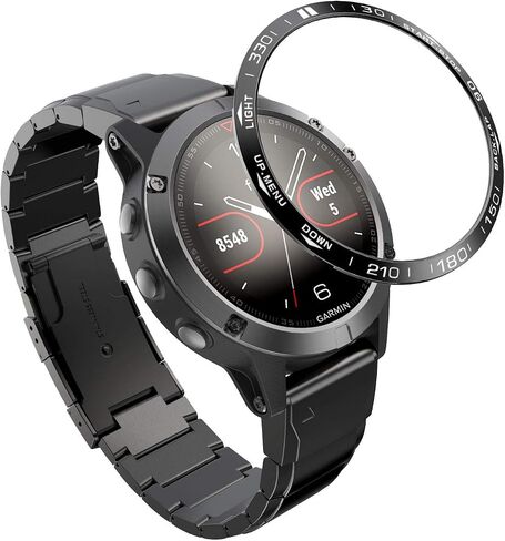 إطار ساعة متوافق مع حلقة Garmin Fenix ​​5/5 Plus، حلقة من الفولاذ المقاوم للصدأ، غطاء لاصق مقاوم للخدش، حماية معدنية، دائرة قرص تصميم لـ Fenix ​​5/5 Plus in Kuwait