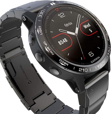 إطار ساعة متوافق مع حلقة Garmin Fenix ​​5/5 Plus، حلقة من الفولاذ المقاوم للصدأ، غطاء لاصق مقاوم للخدش، حماية معدنية، دائرة قرص تصميم لـ Fenix ​​5/5 Plus in Kuwait