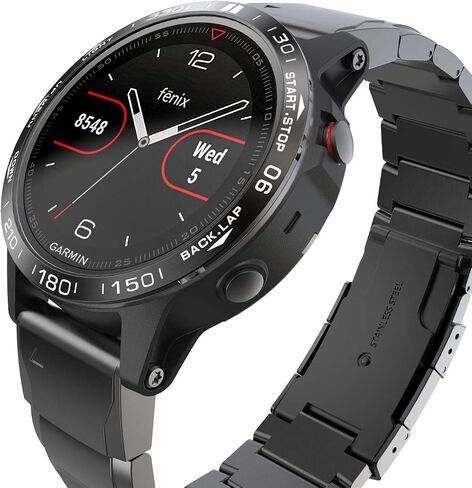 إطار ساعة متوافق مع حلقة Garmin Fenix ​​5/5 Plus، حلقة من الفولاذ المقاوم للصدأ، غطاء لاصق مقاوم للخدش، حماية معدنية، دائرة قرص تصميم لـ Fenix ​​5/5 Plus in Kuwait