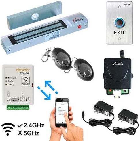 FPC-8426 Smart Mobile WiFi Controller for Access Control with Android + Apple App, Web Browser + Smartphone Remote Viewing, Outswinging Door 300lbs Maglock, Exit Button, Wireless Receiver Kit in Saudi Arabia