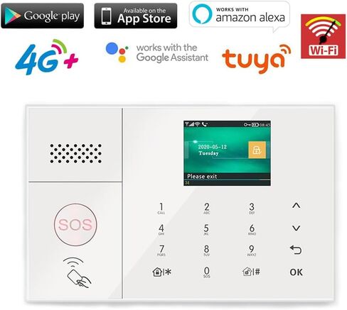 WEALLIN 4G+WiFi Tuya APP Wireless Home Security Burglar Alarm System, Compatible with Alexa and Google, Auto Dialer, Touch Keypad Control (Standard Configuration) in Saudi Arabia