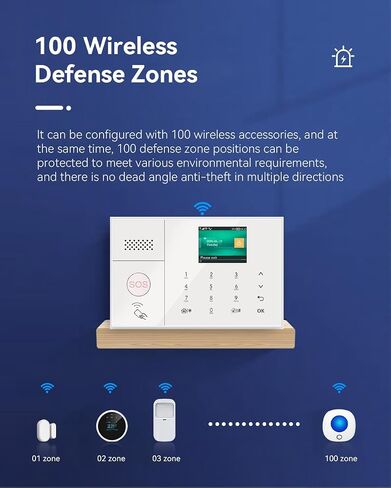 WEALLIN 4G+WiFi Tuya APP Wireless Home Security Burglar Alarm System, Compatible with Alexa and Google, Auto Dialer, Touch Keypad Control (Standard Configuration) in Saudi Arabia