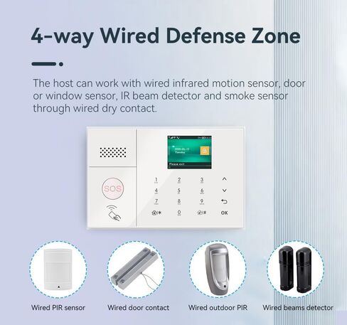 WEALLIN 4G+WiFi Tuya APP Wireless Home Security Burglar Alarm System, Compatible with Alexa and Google, Auto Dialer, Touch Keypad Control (Standard Configuration) in Saudi Arabia