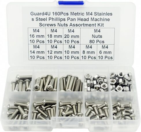 300Pcs Metric M2.5 Stainless Steel Phillips Pan Head Machine Screws Nuts Assortment Kit- M2.5X 4mm/ 6mm/ 8mm/ 10mm/ 12mm/ 14mm/ 16mm/ 18mm/ 20mm in Saudi Arabia