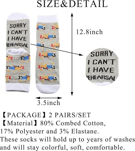 BDPWSS Theater Socks Sorry I Can't I Have Rehearsal Comedy Tragedy Mask Theatre Drama Gift For Actors Actress Performer in Saudi Arabia