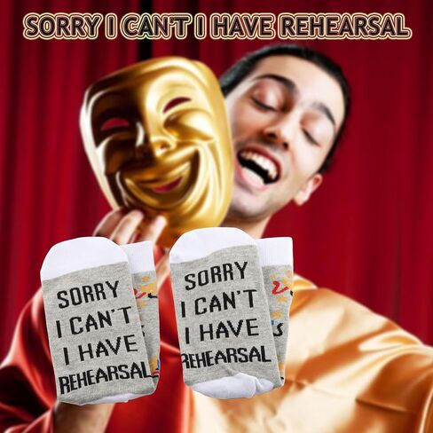 BDPWSS Theater Socks Sorry I Can't I Have Rehearsal Comedy Tragedy Mask Theatre Drama Gift For Actors Actress Performer in Saudi Arabia