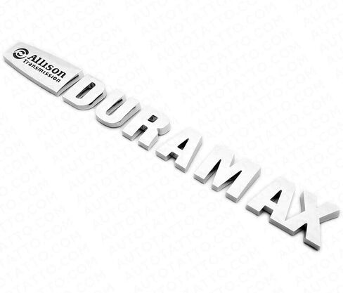 Duramax Badge Emblems 2-Piece in Chrome with Black for 2007-2020 Silverado, Sierra, and Canyon - Suitable for Hood - Fits 1500, 2500HD, and 3500HD Models (Chrome with Black) in Kuwait