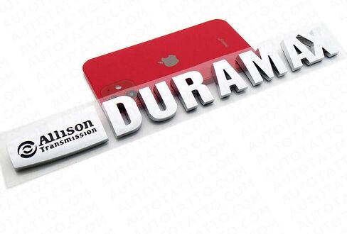 Duramax Badge Emblems 2-Piece in Chrome with Black for 2007-2020 Silverado, Sierra, and Canyon - Suitable for Hood - Fits 1500, 2500HD, and 3500HD Models (Chrome with Black) in Kuwait