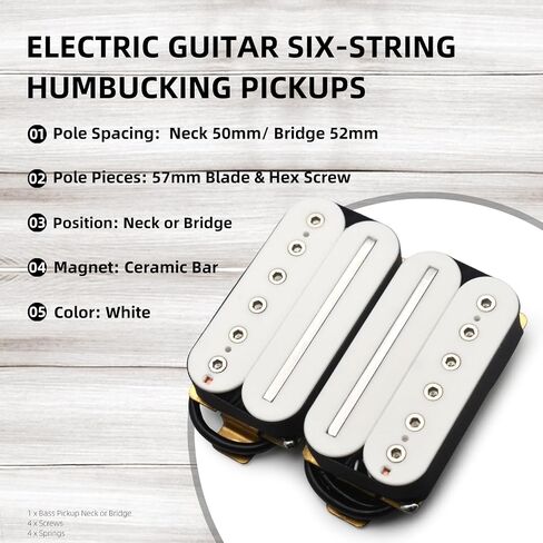 Electric Guitar Humbucker Blade/Hex Screw Adjusting Dual Coil Guitar Pickup with 4 Conduct Cable/Coil Splitting (Black) in Saudi Arabia