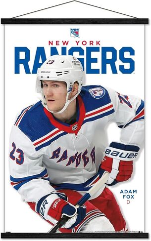 Trends International NHL New York Rangers - Adam Fox Feature Series 23 Wall Poster, 22.37" x 34.00", Print and Black Hanger Bundle in Saudi Arabia
