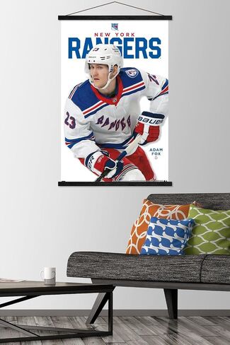 Trends International NHL New York Rangers - Adam Fox Feature Series 23 Wall Poster, 22.37" x 34.00", Print and Black Hanger Bundle in Saudi Arabia