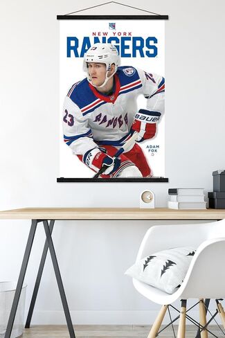 Trends International NHL New York Rangers - Adam Fox Feature Series 23 Wall Poster, 22.37" x 34.00", Print and Black Hanger Bundle in Saudi Arabia