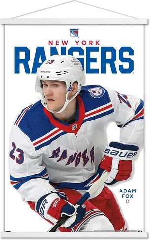 Trends International NHL New York Rangers - Adam Fox Feature Series 23 Wall Poster, 22.37" x 34.00", Print and Black Hanger Bundle in Saudi Arabia