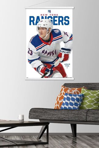 Trends International NHL New York Rangers - Adam Fox Feature Series 23 Wall Poster, 22.37" x 34.00", Print and Black Hanger Bundle in Saudi Arabia