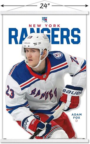 Trends International NHL New York Rangers - Adam Fox Feature Series 23 Wall Poster, 22.37" x 34.00", Print and Black Hanger Bundle in Saudi Arabia