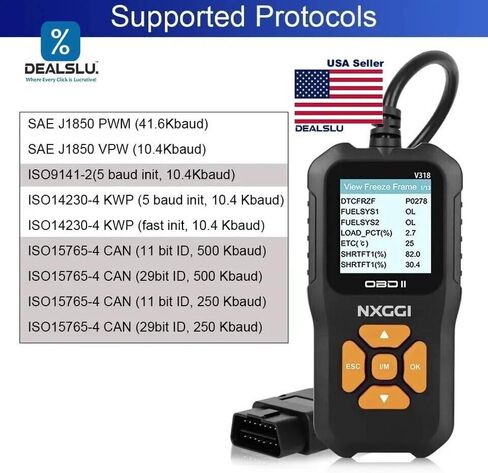 Universal Car OBD2 Scanner: Engine Fault Code Scanner, Check Engine Light and Emission Monitor Status, Real-time Battery Voltage Tester – V318 Color TFT OBDII CAN Diagnostic Scan Tool in Saudi Arabia