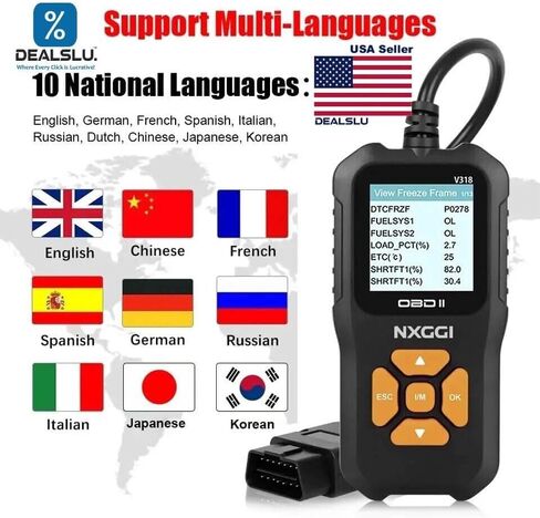 Universal Car OBD2 Scanner: Engine Fault Code Scanner, Check Engine Light and Emission Monitor Status, Real-time Battery Voltage Tester – V318 Color TFT OBDII CAN Diagnostic Scan Tool in Saudi Arabia