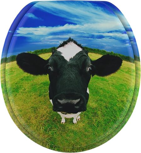 Sanilo ROUND, Silent Slow Close, Molded Wood, Adjustable Toilet Seat, Cow in Saudi Arabia