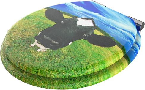 Sanilo ROUND, Silent Slow Close, Molded Wood, Adjustable Toilet Seat, Cow in Saudi Arabia