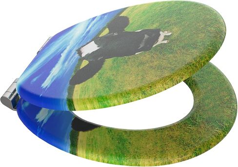 Sanilo ROUND, Silent Slow Close, Molded Wood, Adjustable Toilet Seat, Cow in Saudi Arabia