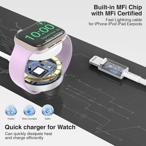 2IN1 i-Watch and Phone Charger 3FT [MFi Certified] New Ultra Watch Fast Charger Block USB C Cable for iPhone 14 Pro Max & Ultra Watches Charger Cord for i Watch Series 9/8/7/6/5/SE/4/3/2/1/Ultra 2 in Saudi Arabia