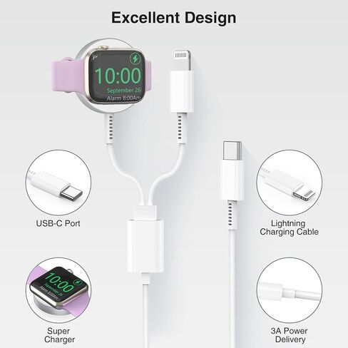 2IN1 i-Watch and Phone Charger 3FT [MFi Certified] New Ultra Watch Fast Charger Block USB C Cable for iPhone 14 Pro Max & Ultra Watches Charger Cord for i Watch Series 9/8/7/6/5/SE/4/3/2/1/Ultra 2 in Saudi Arabia