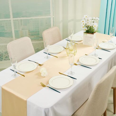 12 Packs Dusty Blue Satin Table Runners 12 x 108 inch Long Smooth Fabric Table Runner for Wedding Banquet Graduations Birthday Party, Table Runners fit Rectange and Round Table in Kuwait