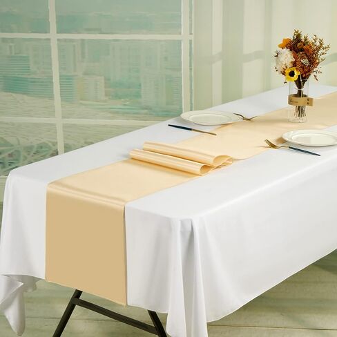 12 Packs Dusty Blue Satin Table Runners 12 x 108 inch Long Smooth Fabric Table Runner for Wedding Banquet Graduations Birthday Party, Table Runners fit Rectange and Round Table in Kuwait