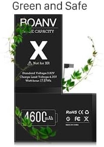 [4600 مللي أمبير] بطارية لهاتف iPhone X (الإصدار الجديد)، استبدال بطارية BOANV فائقة السعة لهاتف iPhone X دورة 0 جديدة مع مجموعة أدوات بديلة احترافية للطراز A1865، A1901، A1902 in Kuwait