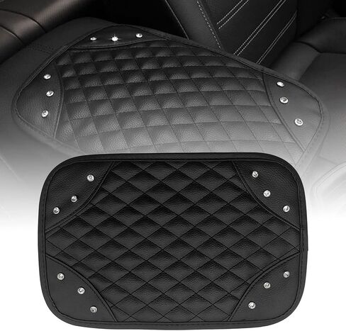 قطعة واحدة من وسادة وحدة التحكم لمسند الذراع التلقائي من Bling Crystals، حافظة واقية من جلد البولي يوريثان العالمي لراحة الذراع وإكسسوارات ديكور السيارة الماسية للنساء (أسود) in Kuwait