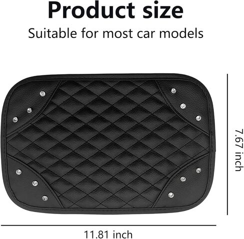 قطعة واحدة من وسادة وحدة التحكم لمسند الذراع التلقائي من Bling Crystals، حافظة واقية من جلد البولي يوريثان العالمي لراحة الذراع وإكسسوارات ديكور السيارة الماسية للنساء (أسود) in Kuwait