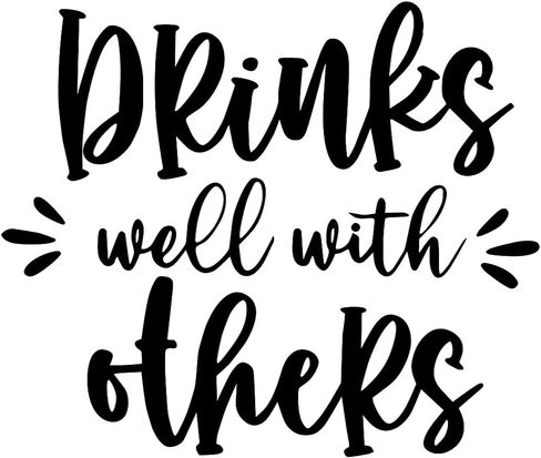ملصق Drink Well with Others مقاس 5 بوصات {أسود} - ملصق نبيذ مضحك، ملصق شرب مضحك، نبيذ الأم، ملصق زجاجة النبيذ، حياة الأم، SIX523 in Kuwait